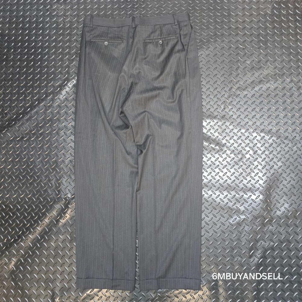 Pronto Uomo Couture Mens 41 Wool Pinstripe Pleated Cuffed Dress Pants Gray - Picture 4 of 15